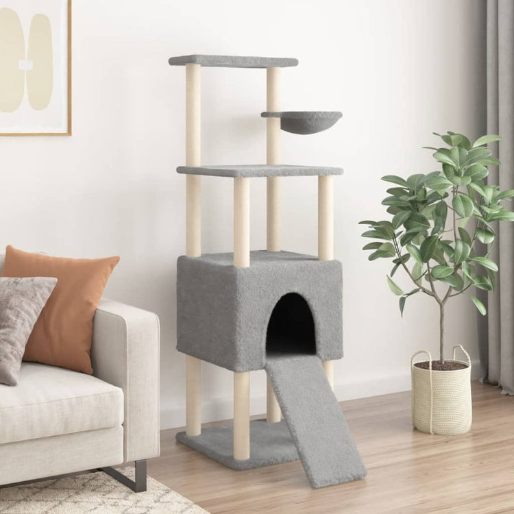 Vidaxl -Katzenmöbel mit Sisal -Kratzerpfosten 153 cm hellgrau