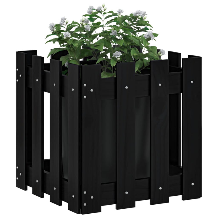 VIDAXL -Planungsbox mit Zaundesign 40x40x40 cm Festkiefer schwarz