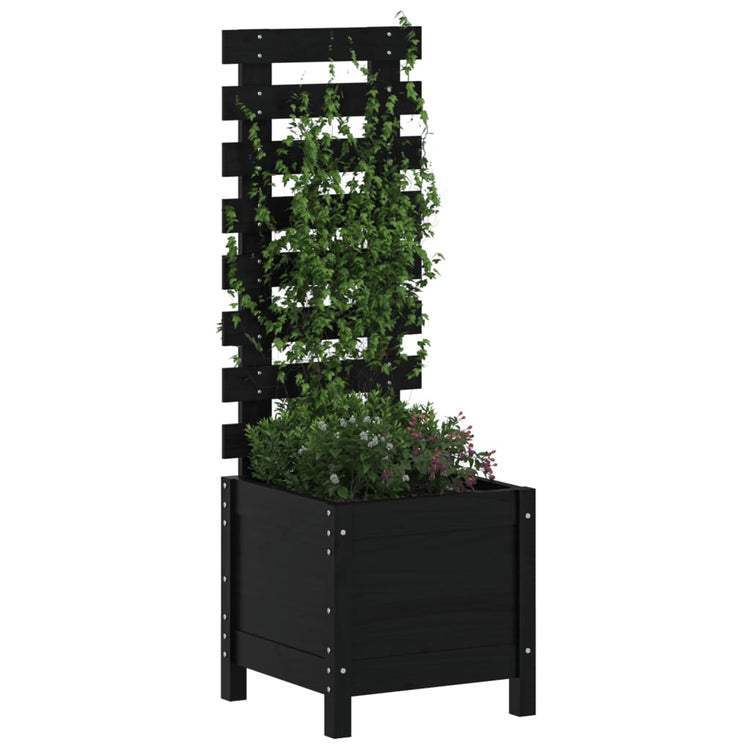 VIDAXL -Pflanzer mit Rack 39x39.5x114 cm Festkiefer Holz schwarz