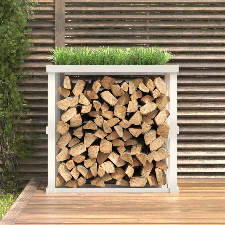 Vidaxx Holzscheithalter 108x52x106 cm massives Kiefernholz weiß