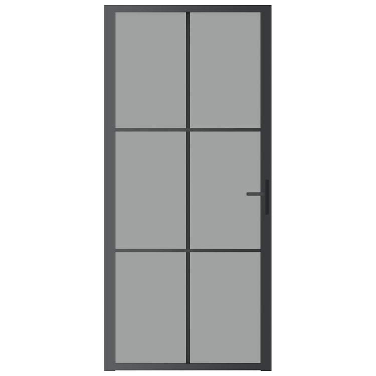Vidaxl Innenür 93x201,5 cm ESG -Glas und Aluminiumschwarz