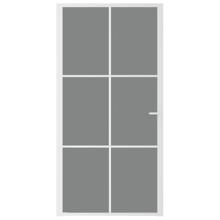 VIDAXL Innenür 102,5x201,5 cm ESG -Glas und Aluminium weiß