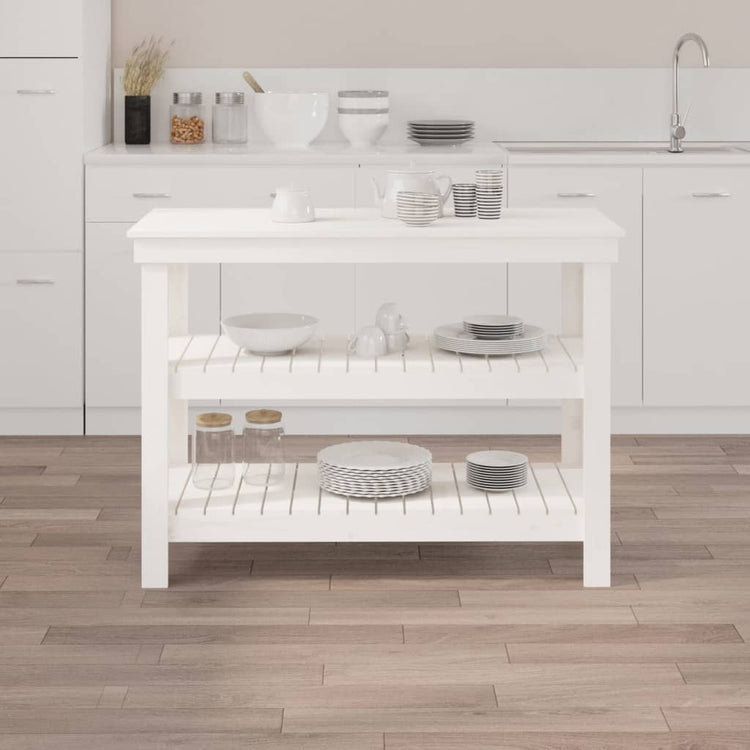 Vidaxx Werkbank 110,5x50x80 cm massives Kiefernholz weiß