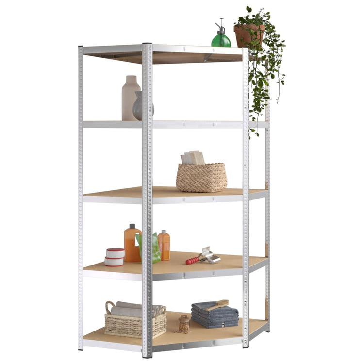 VIDAXL-LAGE-RABER 5-LAYER 5 ST STAHL und verarbeitetes Holz Silber gefärbt