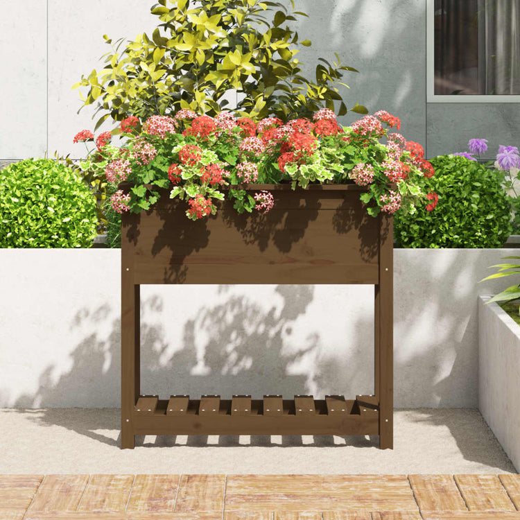 VIDAXL -Pflanzer mit Regal 82,5 x 34,5 x 81 cm Kiefern Honigbraun