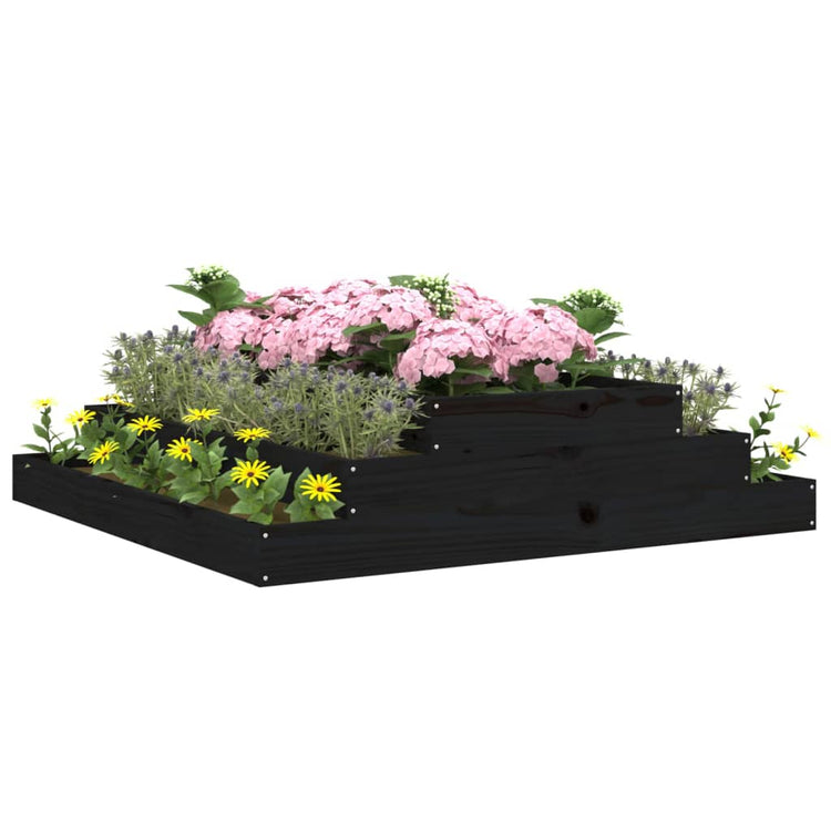 Vidaxl -Pflanzer Big 110x110x27 cm Festkiefer schwarz