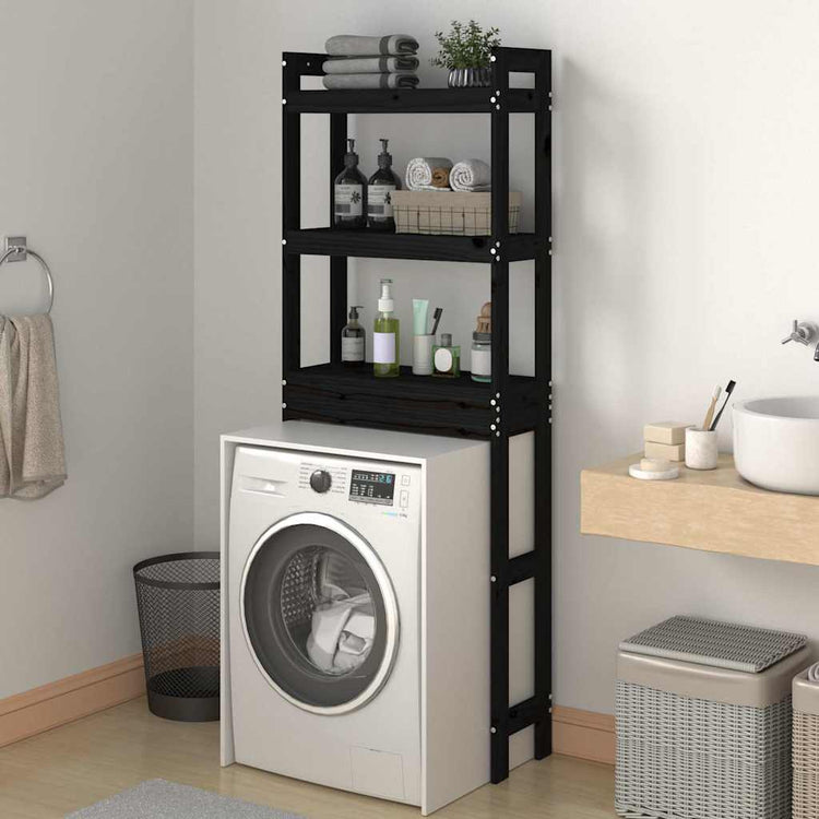 Vidaxl Toilettenregal 63x26x171 cm Festkiefer Kiefer schwarz