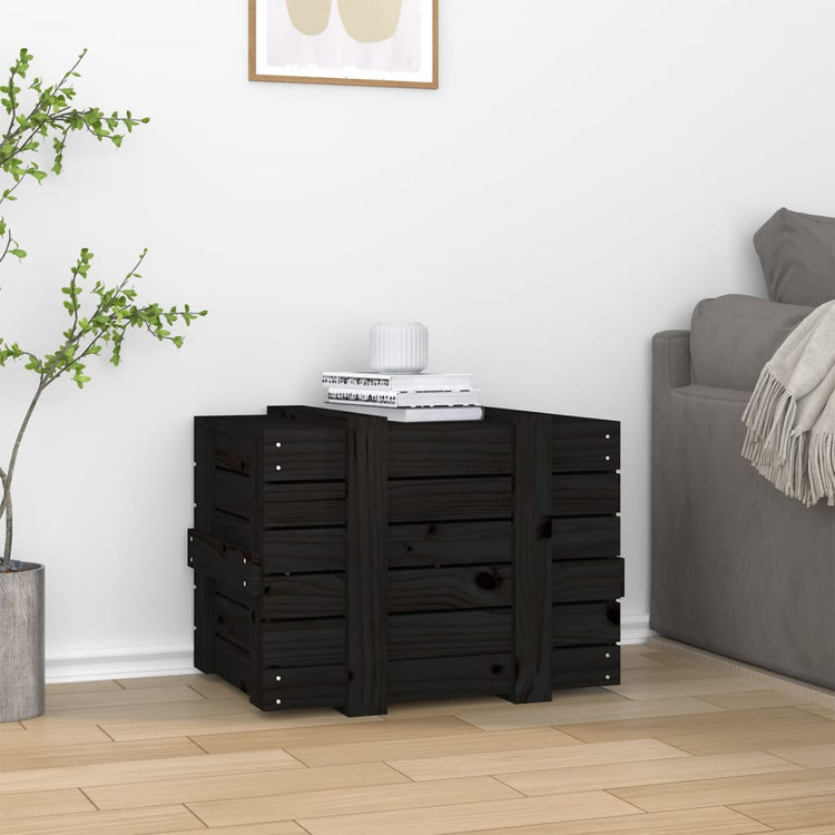 Vidaxl Storage Box 58x40.5x42 cm Festkiefer Holz schwarz