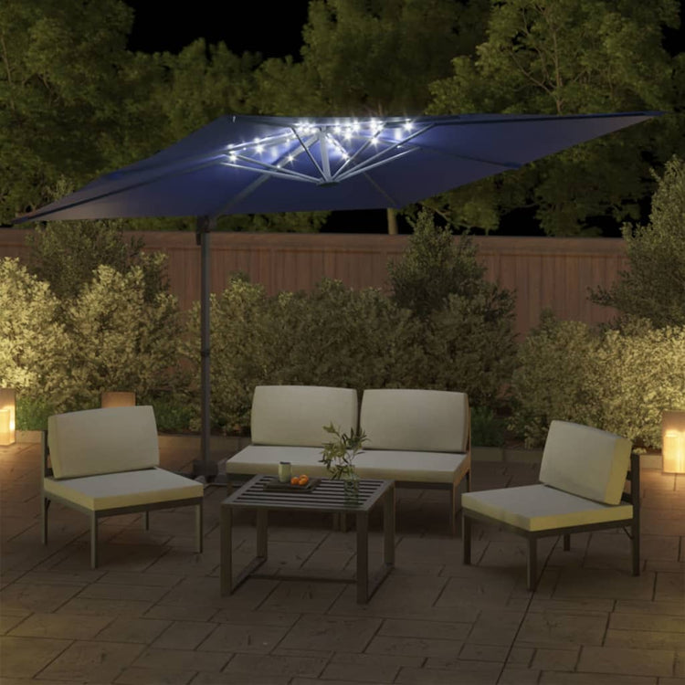 Vidaxl schwimmendes Parasol mit LED -Beleuchtung 400x300 cm Azure Blau