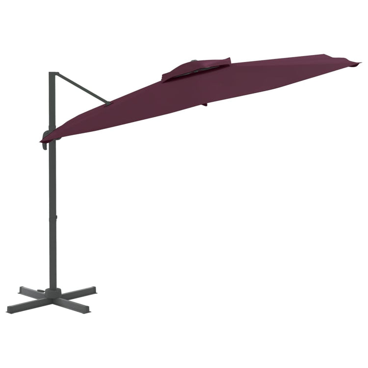 Vidaxl schwimmendes Parasol mit Doppeldach 400x300 cm Burgunderrot