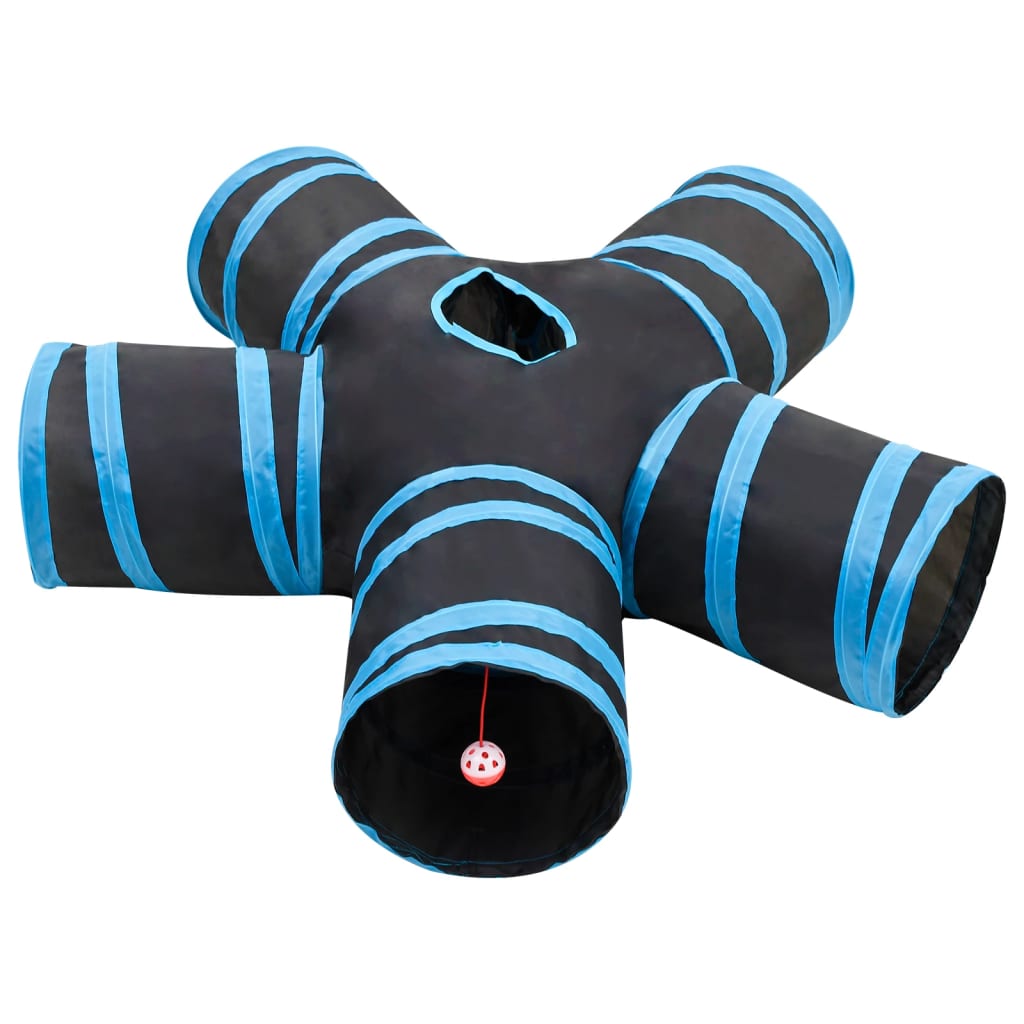 Vidaxl Cat Tunnel 5-fach 25 cm Polyesterschwarz und Blau