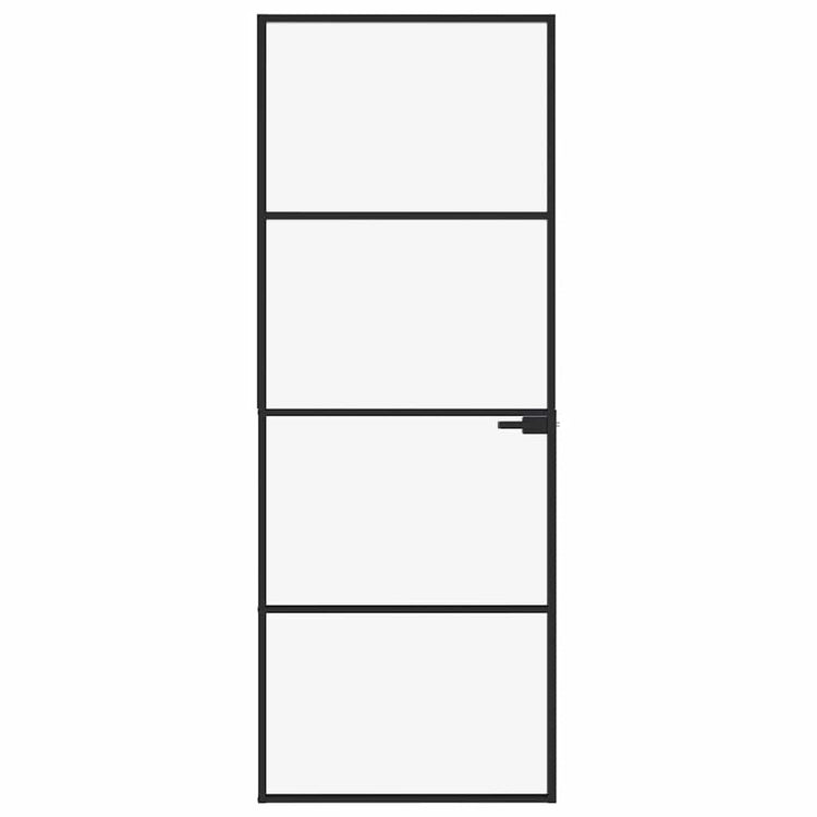 Vidaxl Innenür 76x201,5 cm gehärtetes Glas und Aluminiumschmal schwarz