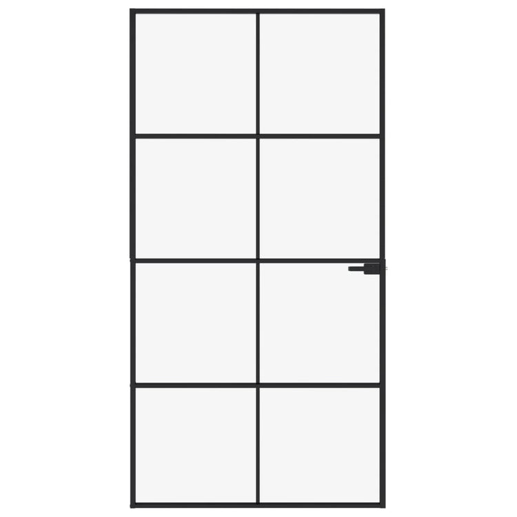 Vidaxl Innenür 102x201,5 cm gehärtetes Glas und Aluminium schmal schwarz