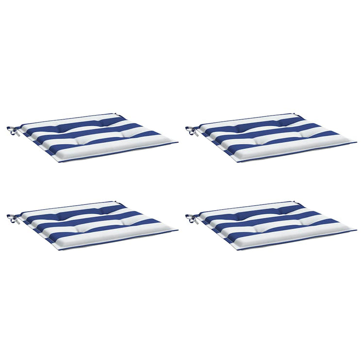 Vidaxl Gartenstuhl Kissen 4 St gestreift 40x40x3 cm Stoff weiß und blau