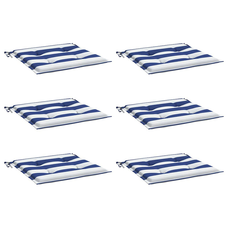 Vidaxl Gartenstuhlkissen 6 St gestreift 50 x 50 x 3 cm Stoff weiß und blau