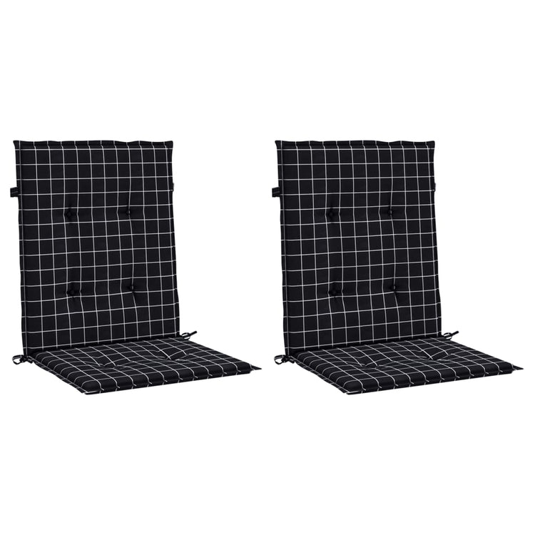 Vidaxl Stuhlkissen 2 Stcs Low -Rücken -Fenstermuster Stoff schwarz