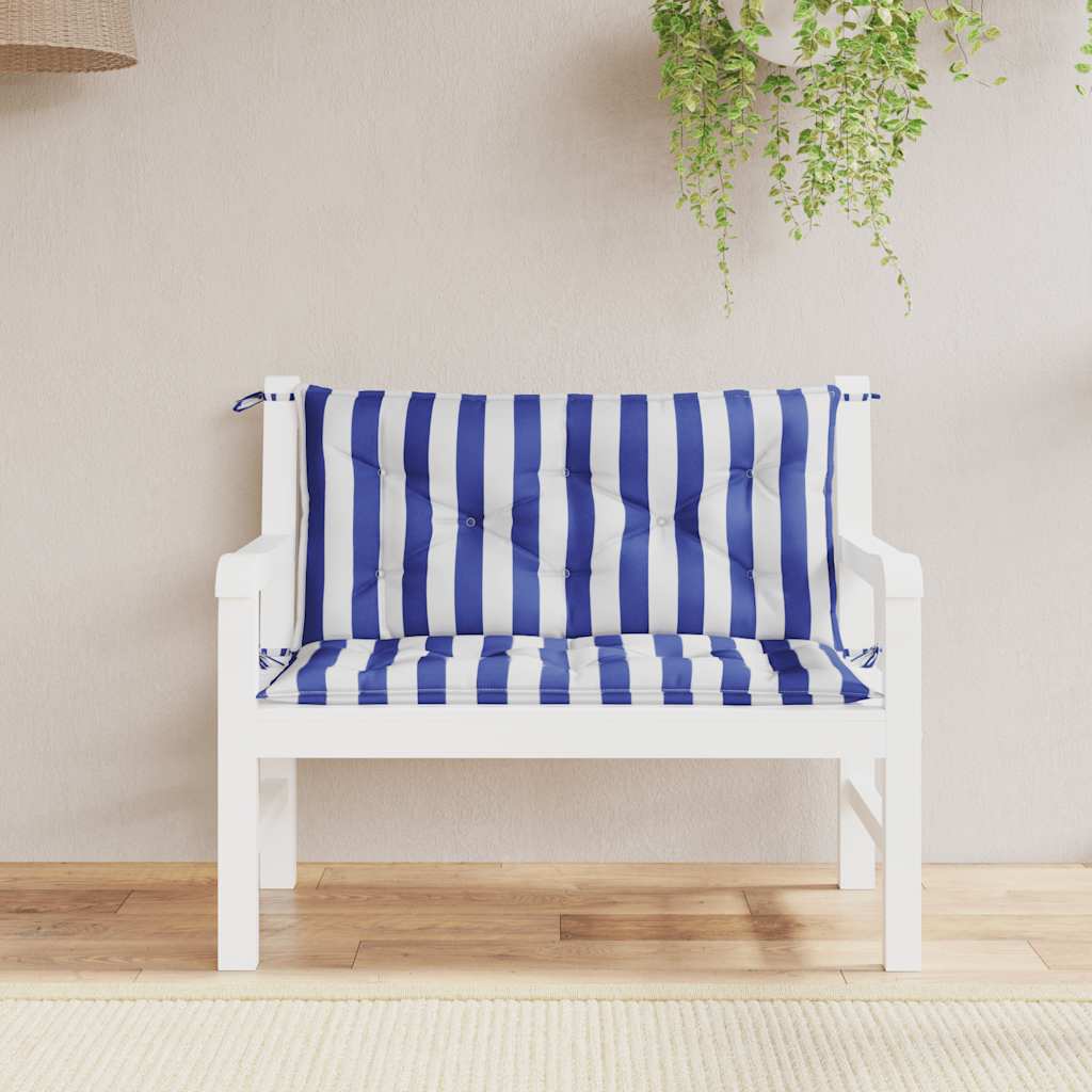 Vidaxl Gartenbank Kissen 2 ST gestreift 100x50x7 cm Stoff weiß und blau