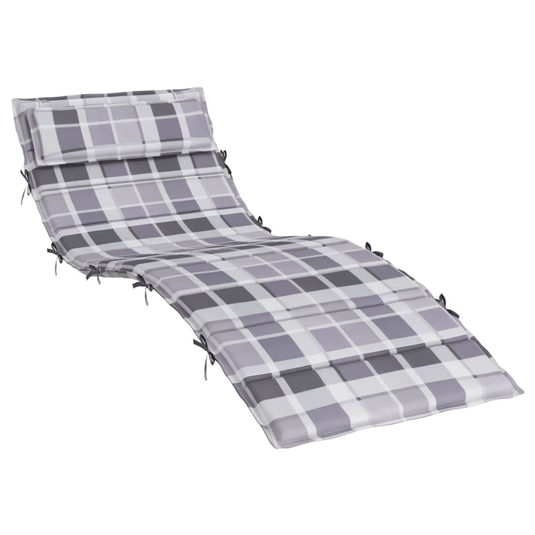 Vidaxl Sonnenliegenkissen kariert grau 178 x 60 x 4 cm Oxford-Stoff