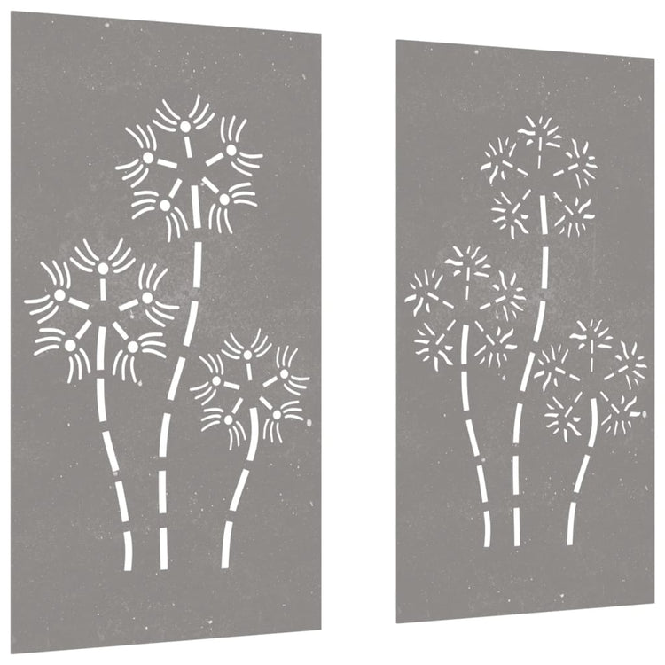 Vidaxl Wanddekoration Garten 2 ST Blumendesign 105x55 cm Cortenstaal