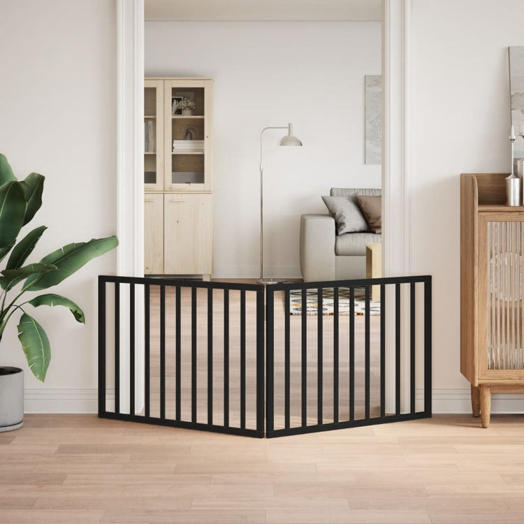Vidaxl Hundezaun zusammenklappbar 2 Panels 160 cm Populierhout Schwarz