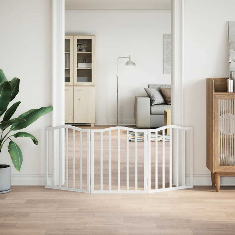 Vidaxl Hundezaun zusammenklappbar 3 Paneele 150 cm Pappelholz Weiß weiß