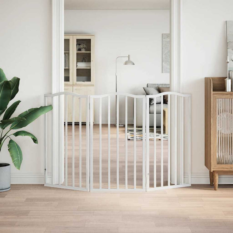 Vidaxl Hundezaun zusammenklappbar 3 Paneele 150 cm Pappelholz Weiß weiß