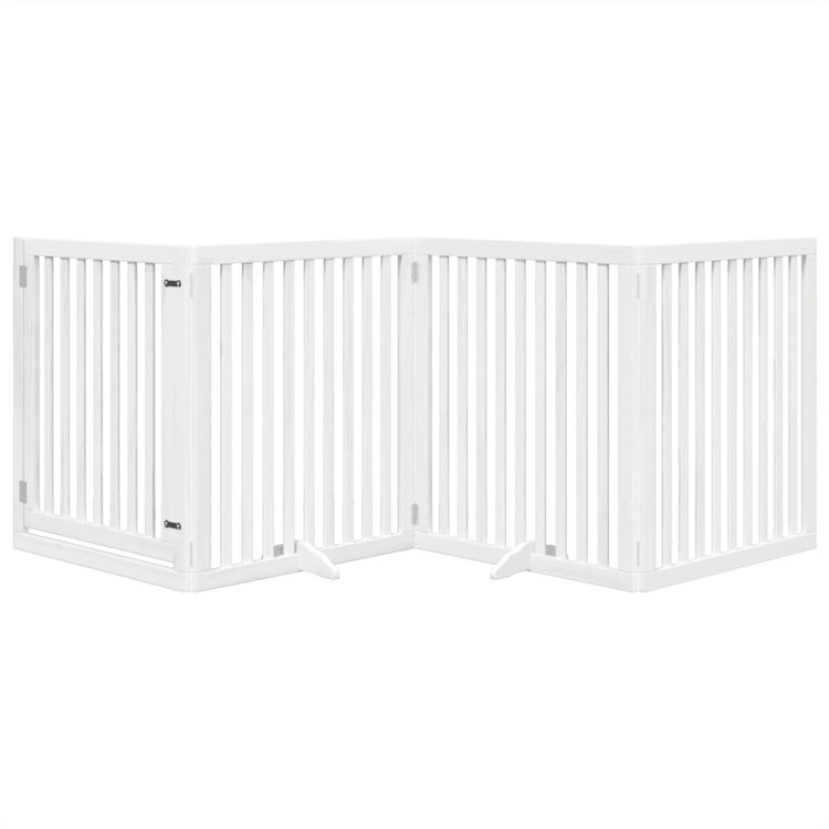 Vidaxl Hundzaun zusammenklappbar mit Tür 4 Panels 320 cm Populierhout Weiß