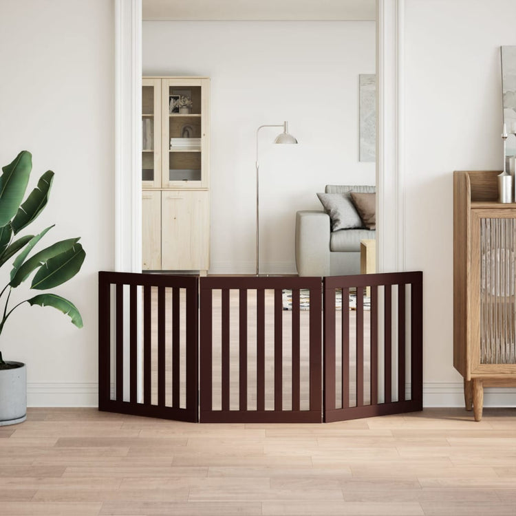 Vidaxl Hundezaun zusammenklappbar 3 Paneele 150 cm Pappelholz braun