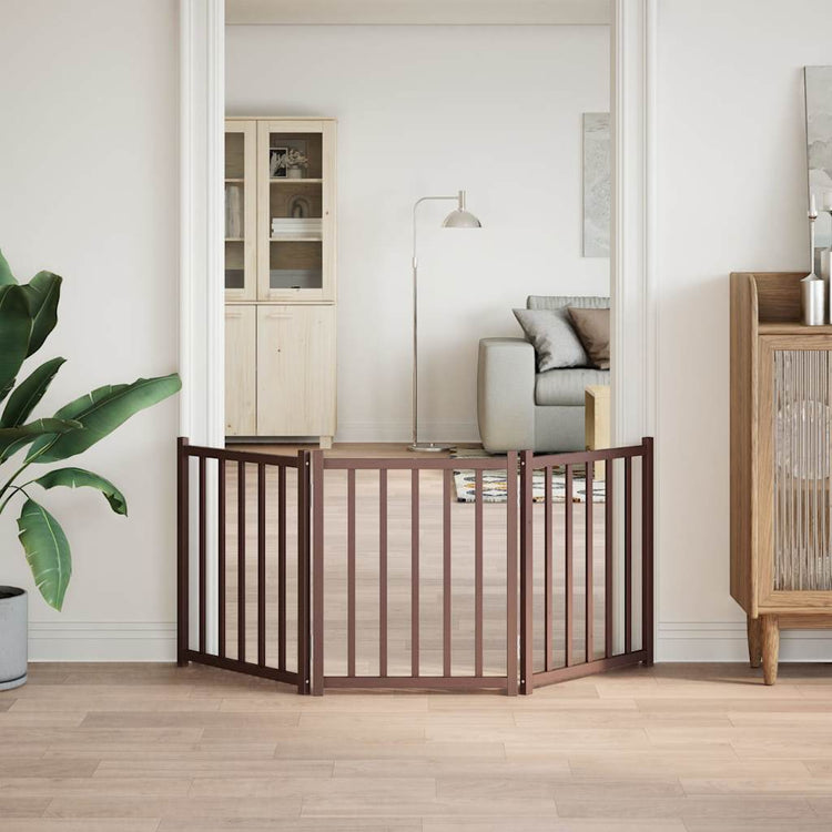 VIDAXL -Hundezänen zusammenklappbar 3 Paneele 150 cm Festkiefernbraune Eiche