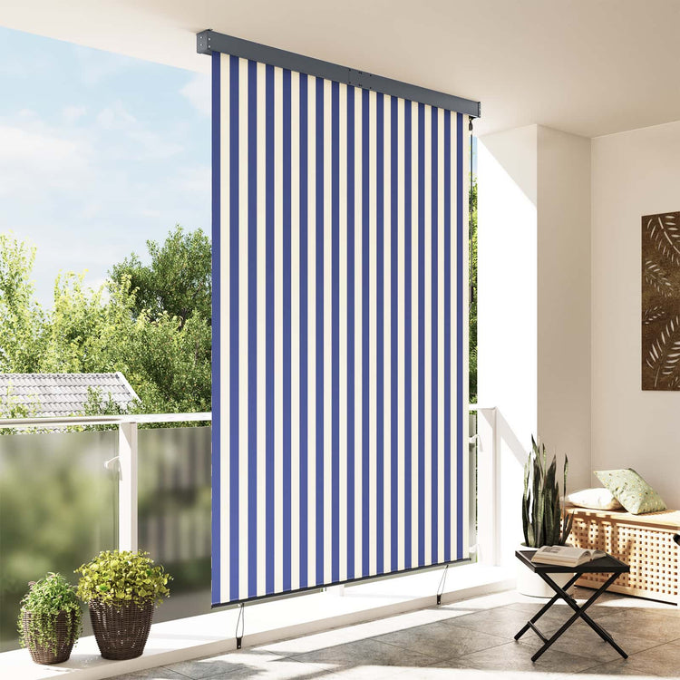 Vidaxxl Rollo Blau und Weiß 180 x 250 cm Stoff und Aluminium