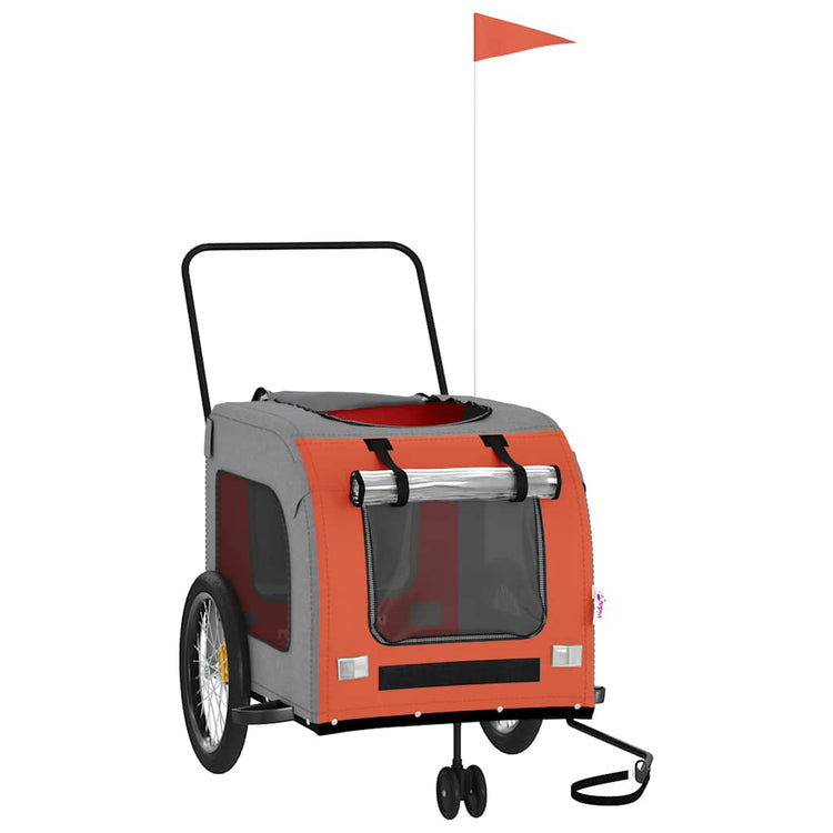 Vidaxl Dog Bike Trailer Oxford Fabric und Eisenorange und Grau