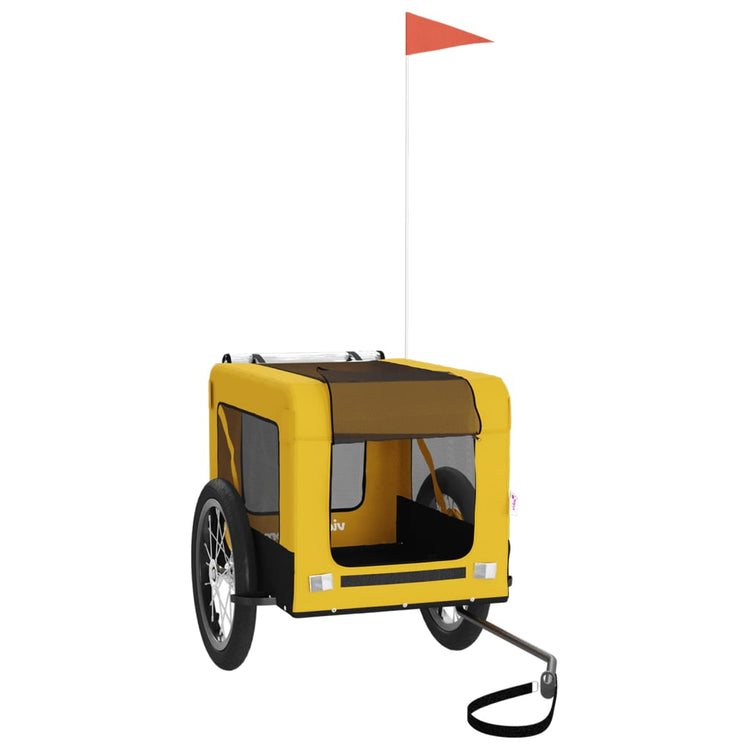 Vidaxl Dog Bike Trailer Oxford Stoff und Eisengelb und Schwarz