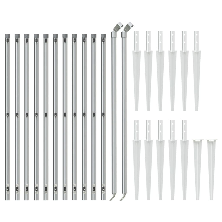 Vidaxl -Netzzaun mit Erdanker 1,1x25 m silberfarben