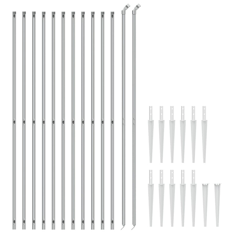 Vidaxl -Netzzaun mit Bodenanker 1,6x25 m silberfarben