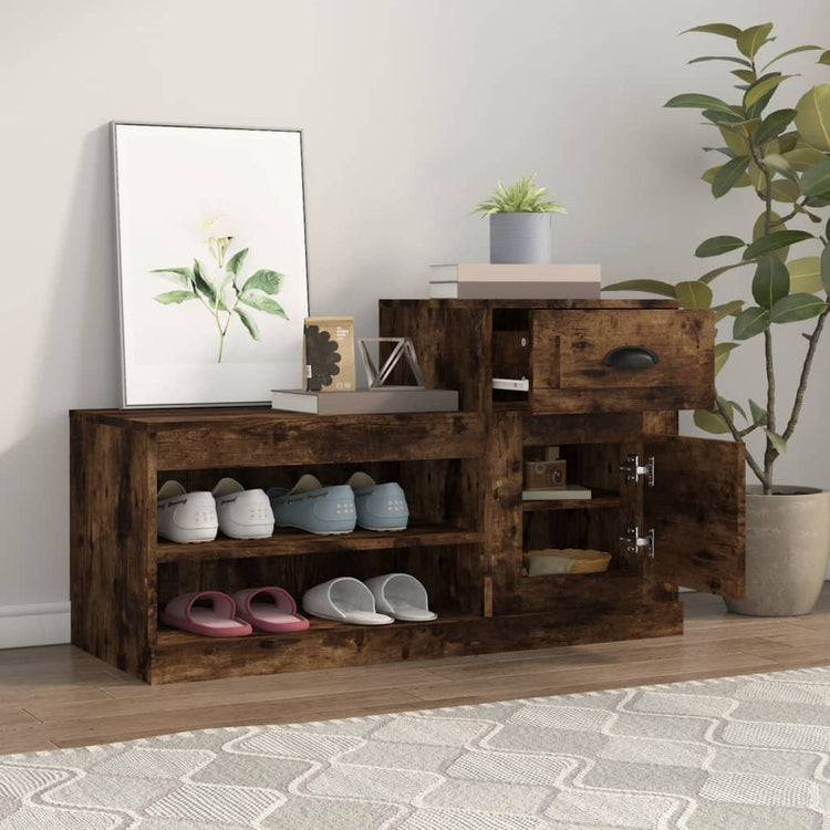 VIDAXL -Schuhschrank 100x42x60 cm Eigenschaften mit geräuchertem Eichenbaus befördert