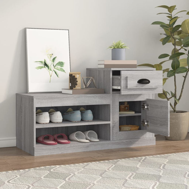 VIDAXL -Schuhschrank 100x42x60 cm propertiertes Holzgrau Sonoma Eiche Farbe