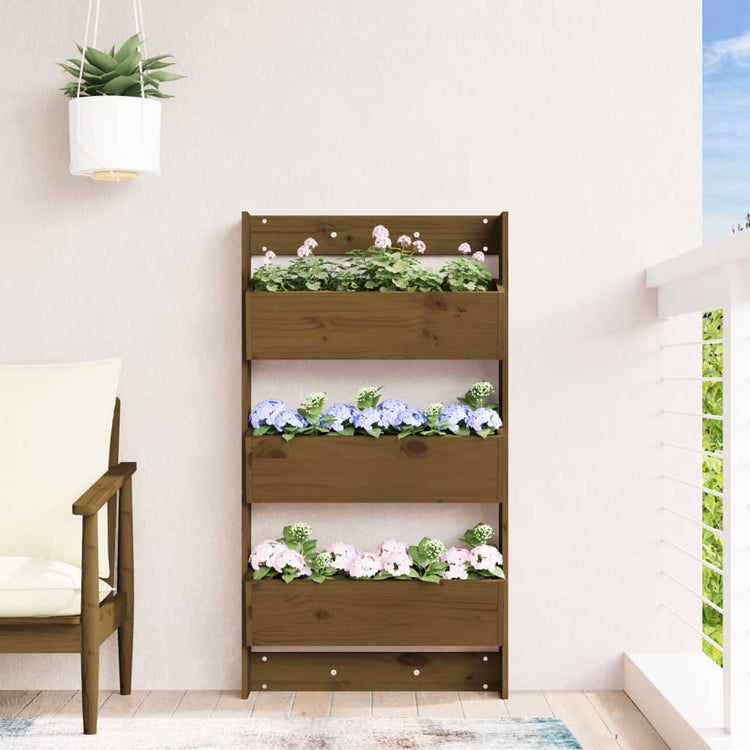 Vidaxl Pflanzer Wand 3-Schicht 60x18.5x110 cm Kiefernholz Honigbraun