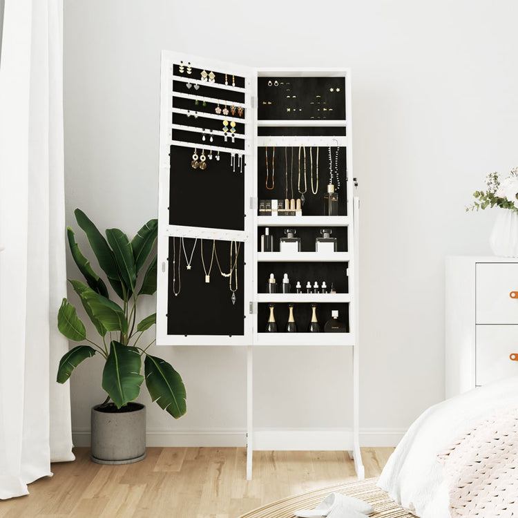 VIDAXL -Schmuckschrank mit Spiegel 42x38x152 cm weiß abgelöst