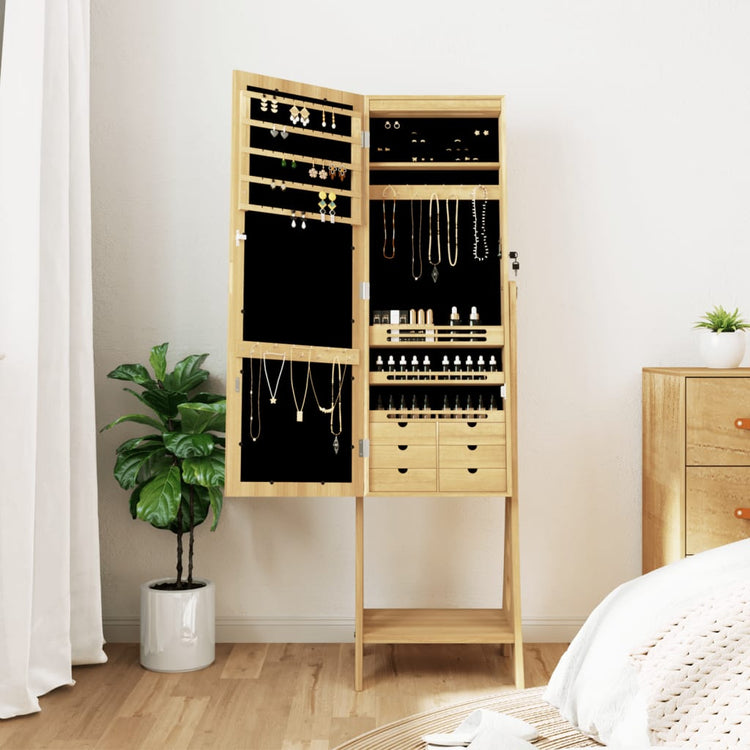 Vidaxl -Schmuckschrank mit Spiegel und LED -Beleuchtung freistehend