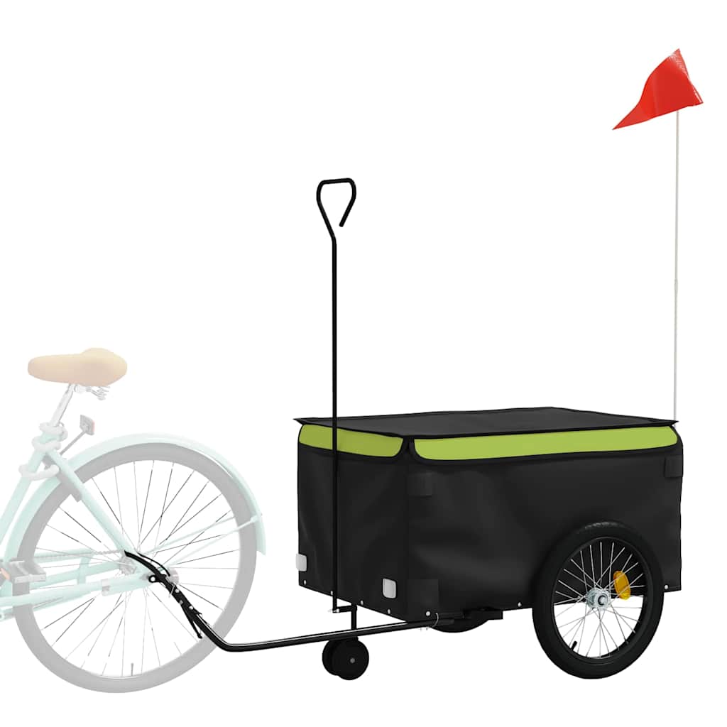 Vidaxl Fahrradanhänger 45 kg Eisen schwarz und grün