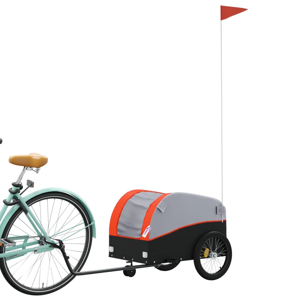 Vidaxl -Fahrradanhänger 30 kg Eisenschwarz und Orange