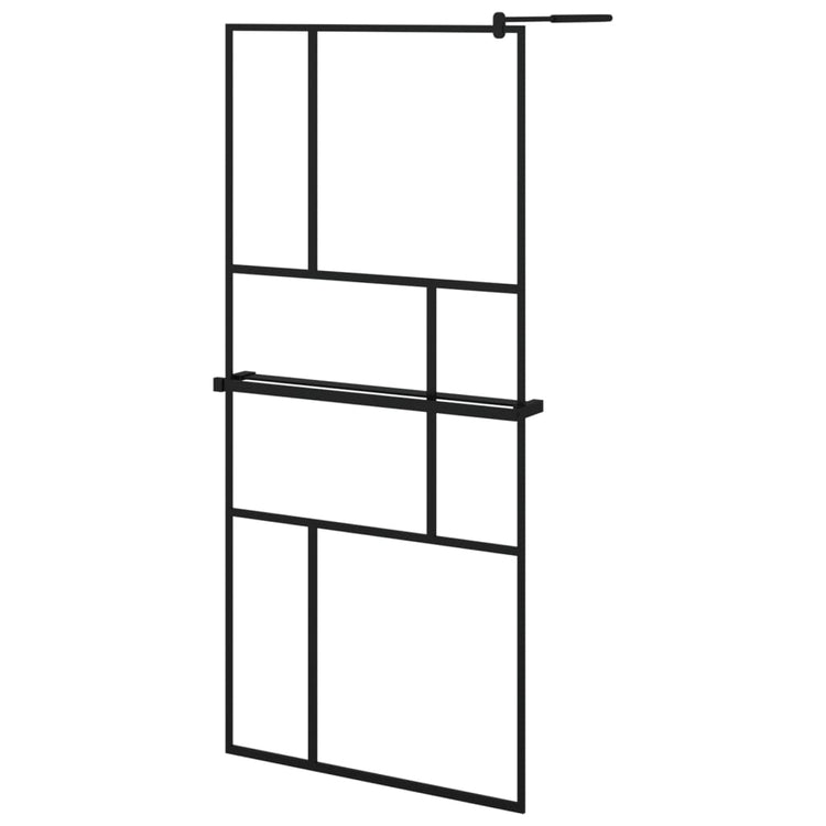 Vidaxl begehete Duschwand mit Regal 90x195 cm Esg-Glas Aluminium Schwarz