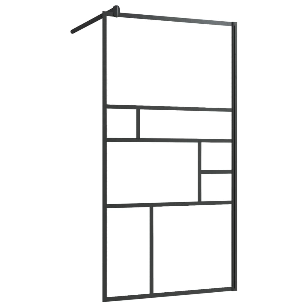 Vidaxl begehete Duschwand mit Regal 90x195 cm Esg-Glas Aluminium Schwarz