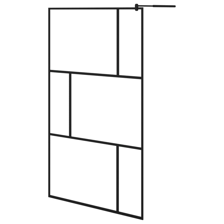 Vidaxl begehete Duschwand mit Regal 115x195 cm Esg-Glas Aluminium Schwarz