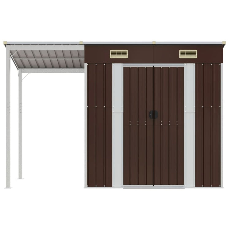 Vidaxl Gartenschuppen mit verlängertem Dach 277x110.5x181 cm Stahlbraun