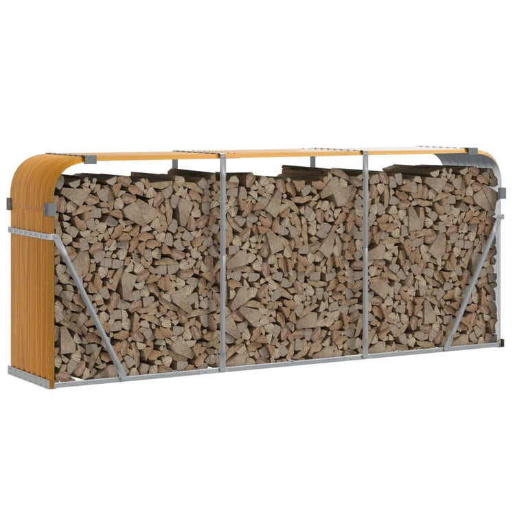Vidaxl Brennholz Aufbewahrung 234x45x100 cm verzinktes Stahl hellbraun