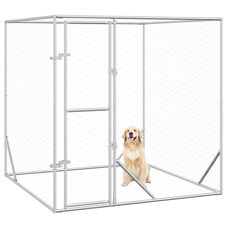 Vidaxl -Hundezwinger für außen 2x2x2 m verzinktes Stahl Silber