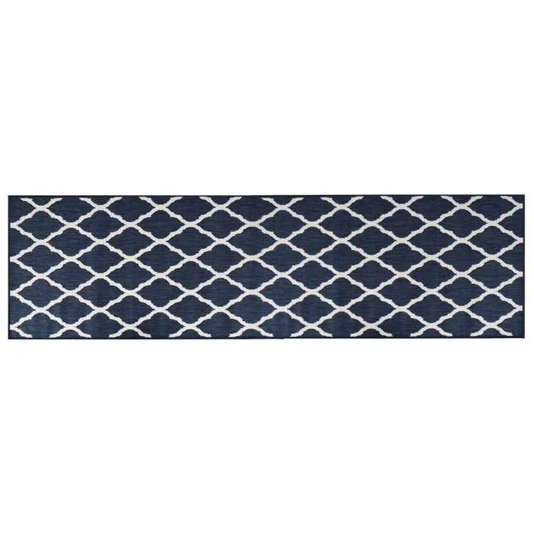 Vidaxl außerhalb des Teppichs reversibler 80x250 cm Marineblau und Weiß