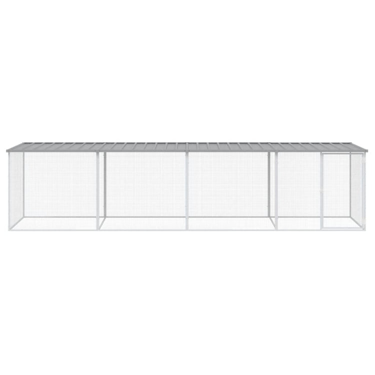 VIDAXL -Hühnchen -Stall mit Dach 403x98x90 cm verzinkter Stahl hellgrau