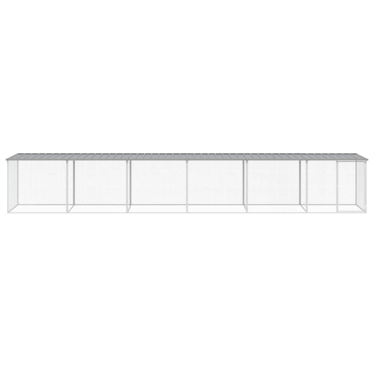 VIDAXL -Hühnchen -Stall mit Dach 603x98x90 cm verzinkter Stahl hellgrau